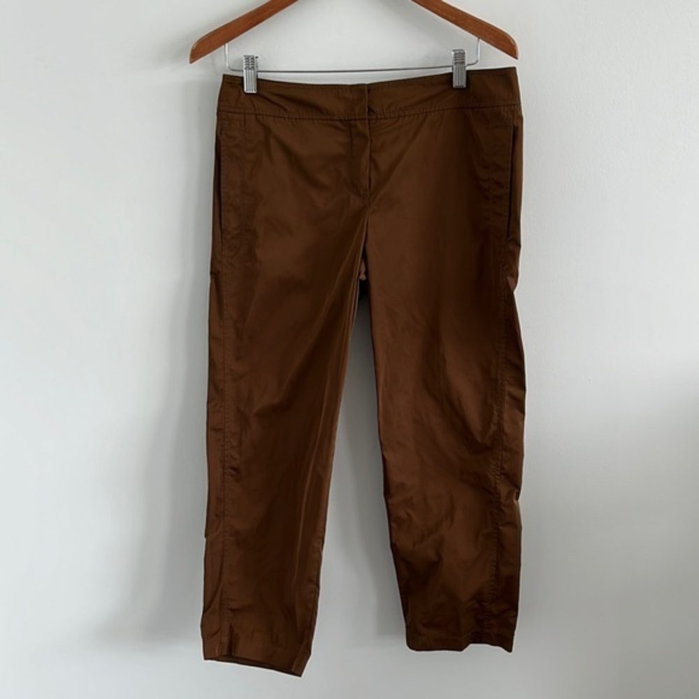 Lida Baday cropped pants brown snap and zipper closure‎